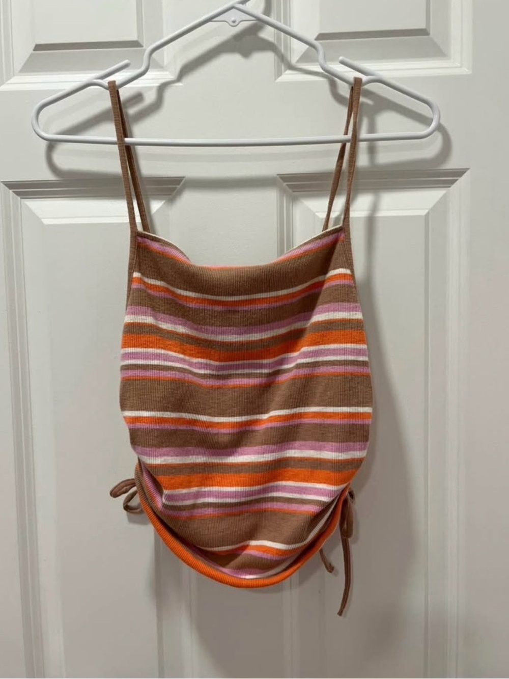 aerie Striped Knit Crop Top in Brown, Orange & Pink